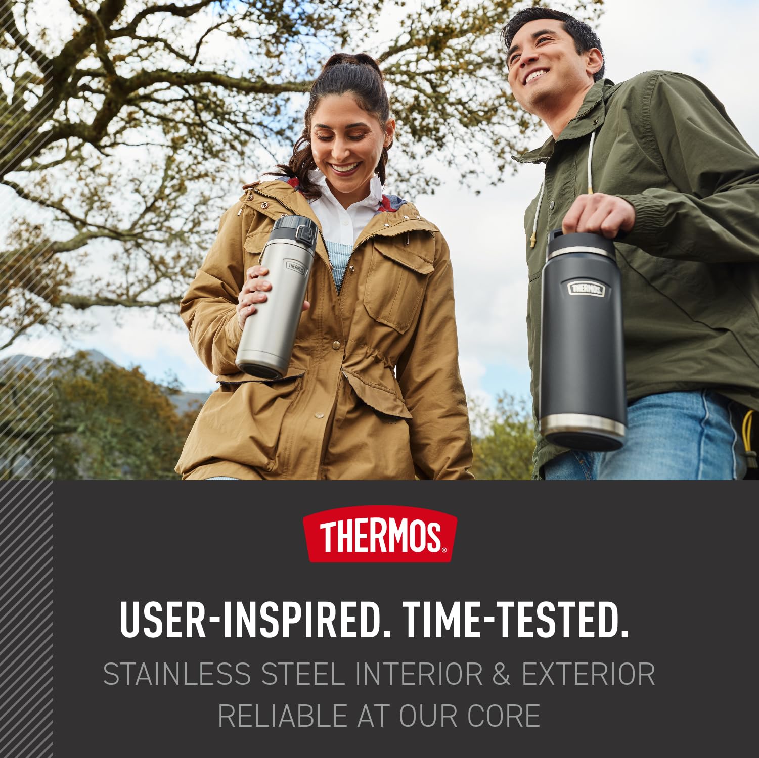 THERMOS ICON SERIES, Stainless Steel Water Bottle with Spout - 24 Ounce, Spruce - Vacuum Insulated Water Bottle with Lid