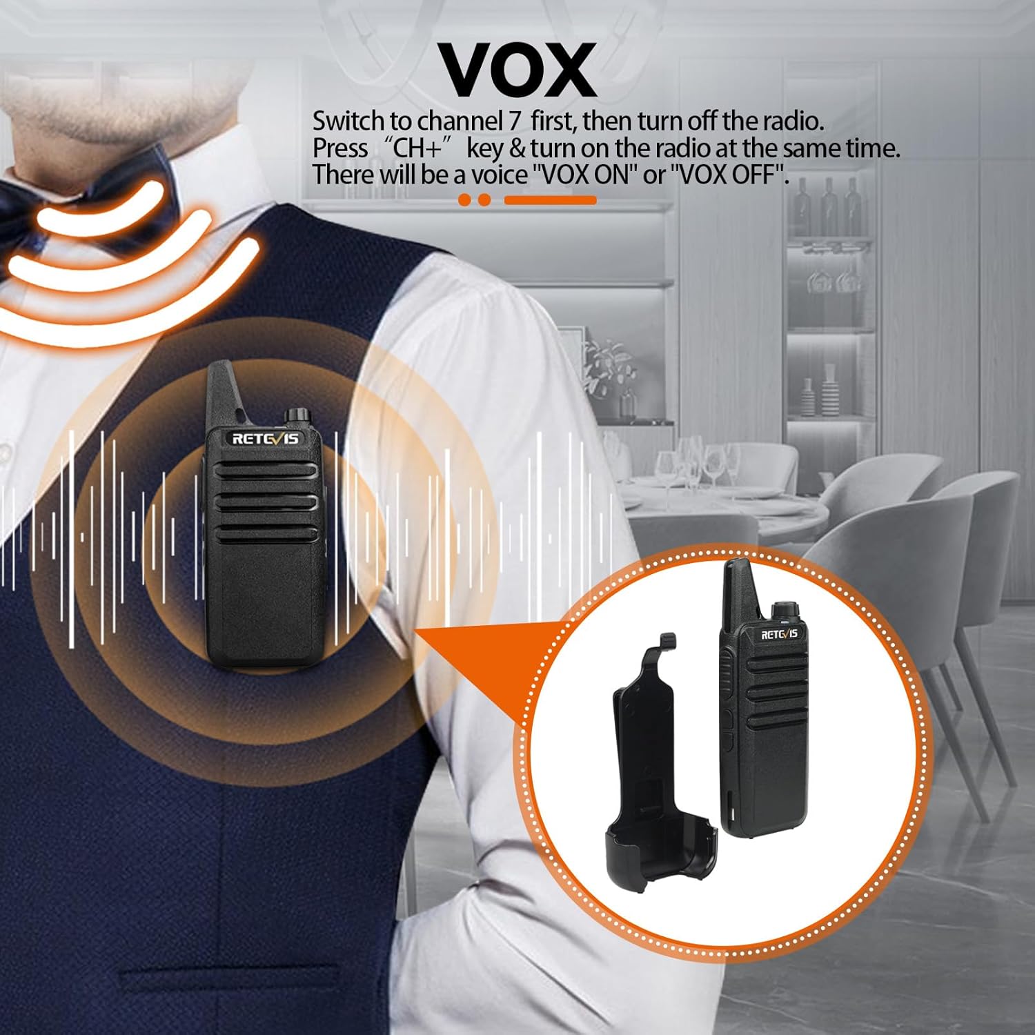 Retevis RT22 Two Way Radio - Long Range Rechargeable Walkie Talkies | USB-C Charging, Handsfree, 4 Pack