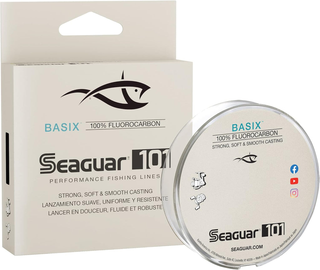Seaguar Basix Fluorocarbon Fishing Line - 100% Freshwater Mainline, Clear, Multiple Sizes Available