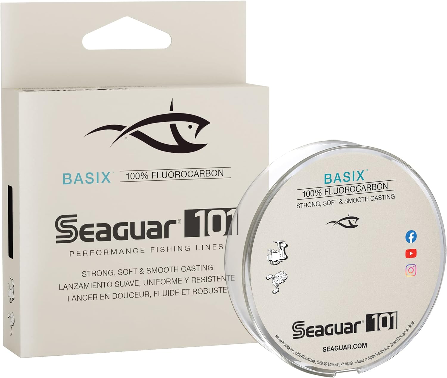 Seaguar Basix Fluorocarbon Fishing Line - 100% Freshwater Mainline, Clear, Multiple Sizes Available