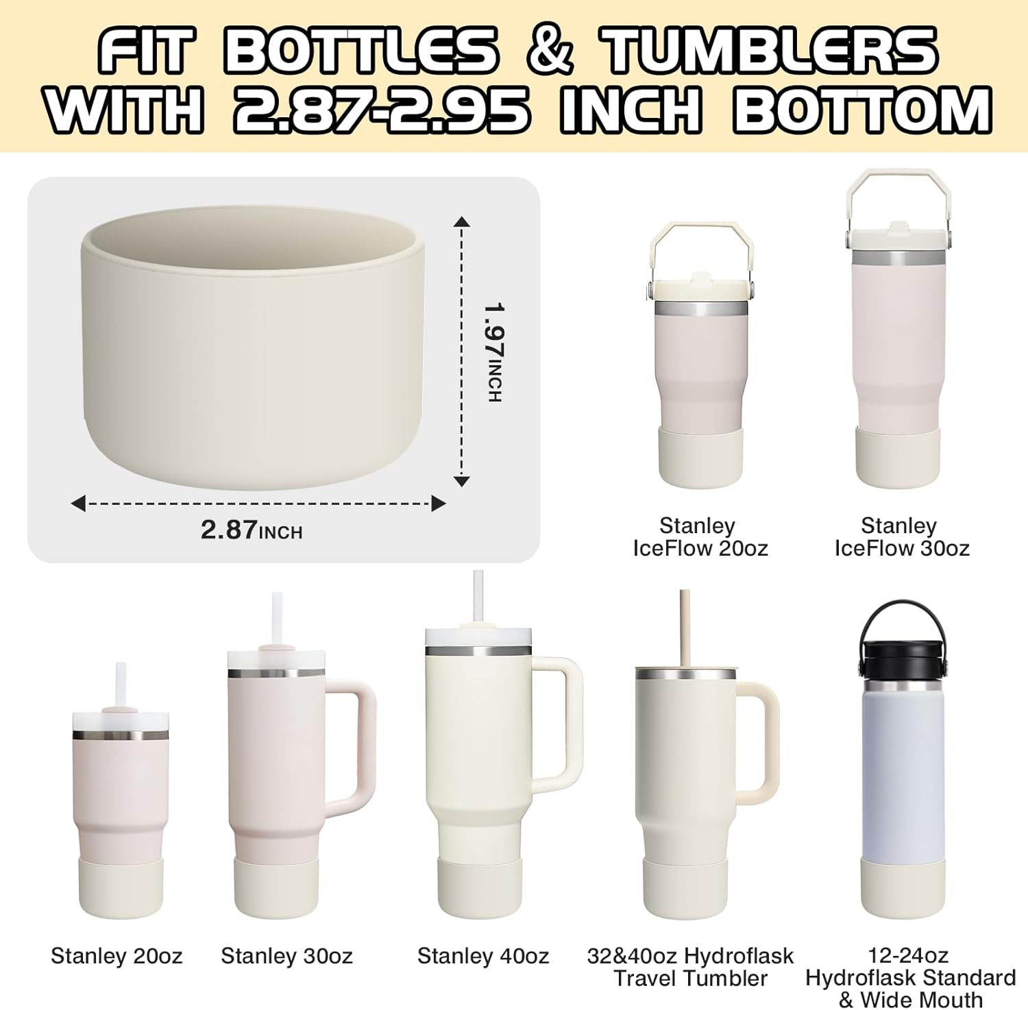 WUQID Silicone Boot Sleeve - Anti-Slip Cover for Hydro Flask & Stanley Tumblers | Fits 12-40oz Bottles