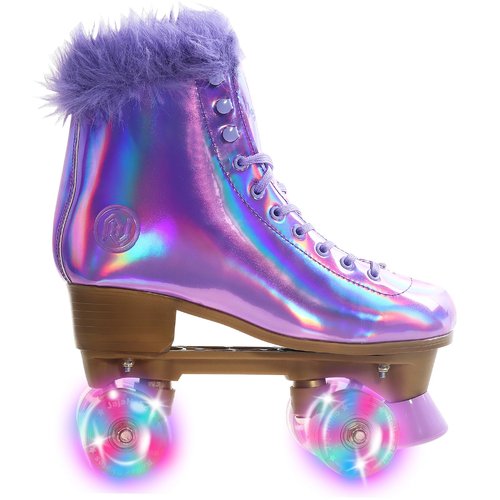 JajaHoho Roller Skates for Women, Holographic High Top Classic Rollerskates, Shiny Double-Row Purple Four Wheels Quad Skates for Girls Indoor & Outdoor (Lilac, Size 9)