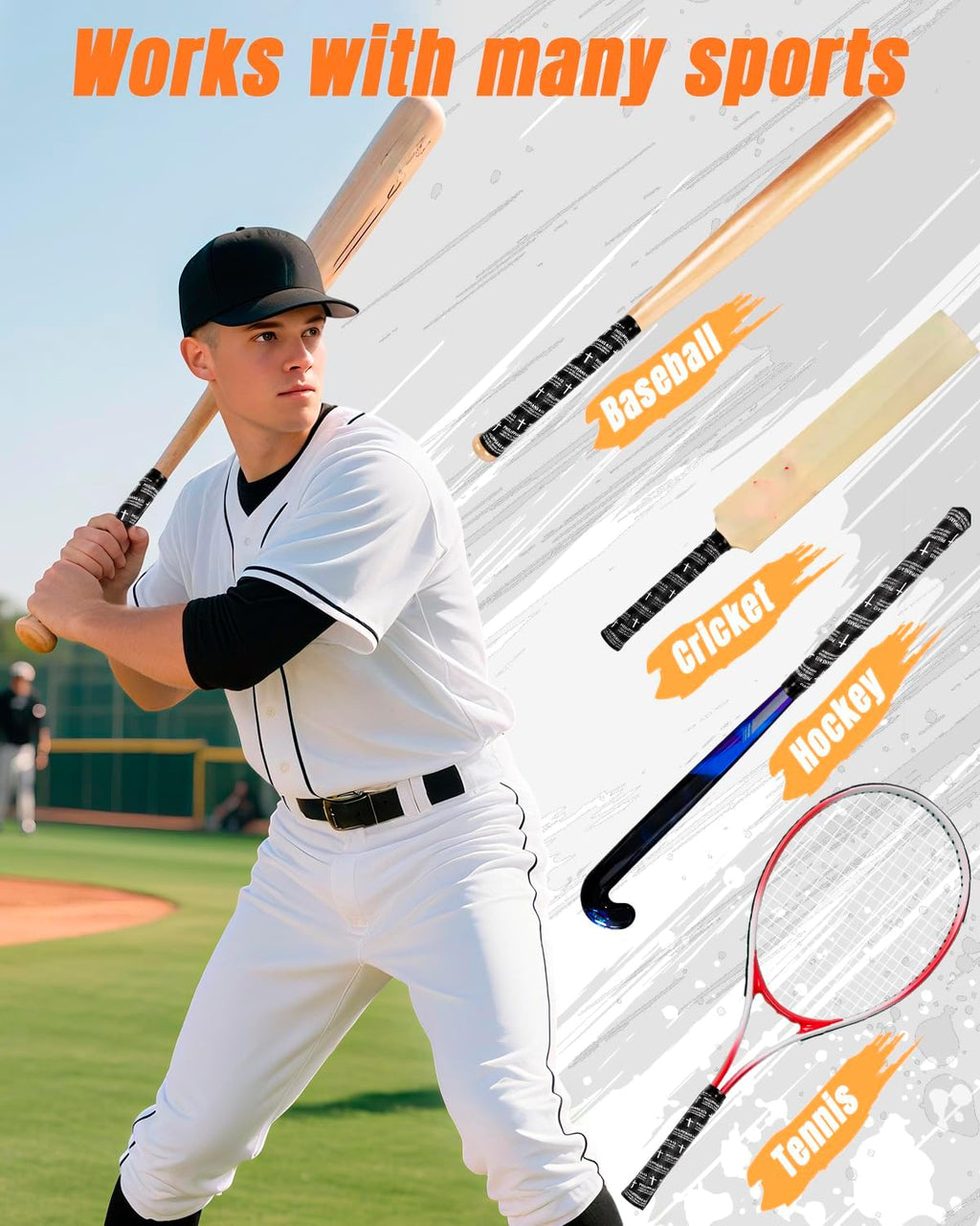 Piemow Baseball Bat Grip Tape - Faith Cross Design | Non-Slip 1.5mm Precut Adhesive for Sports