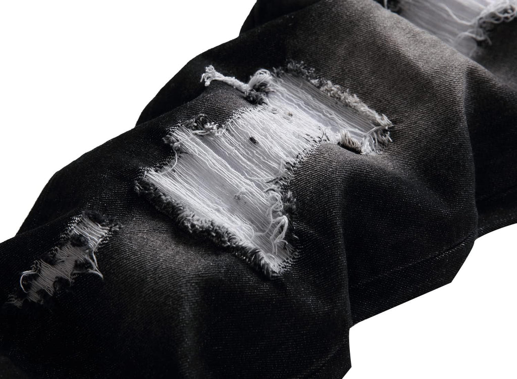 Skiennix Men’s Ripped Jeans - Slim Fit Straight Leg Denim Pants with Distressed Holes