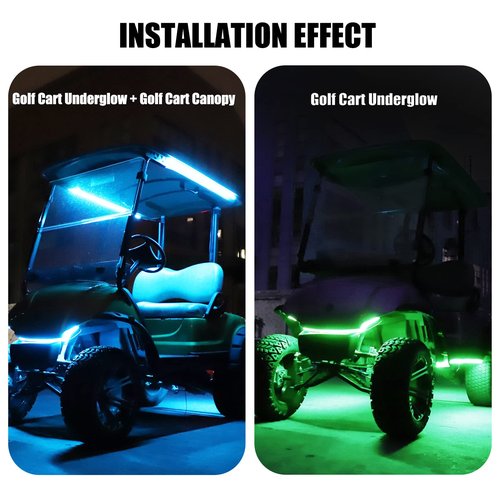 Roykaw Golf Cart Underglow LED Light Strip Underbody Neon Lighting Standard Million Color LED for EZGO/Club Car/Yamaha/Advanced EV, Water Resistant Flexible Tubes, Support APP or Remote Control