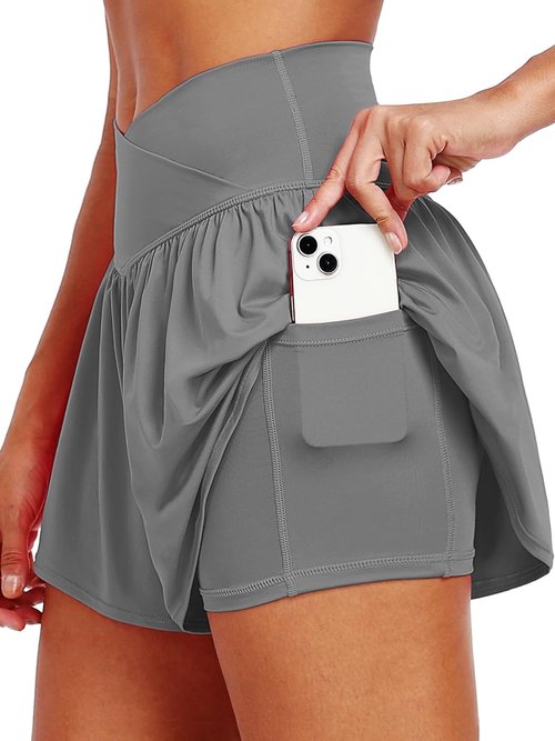 CADMUS Women's 2-in-1 Athletic Shorts - Flowy Spandex Butterfly Workout & Tennis Skorts