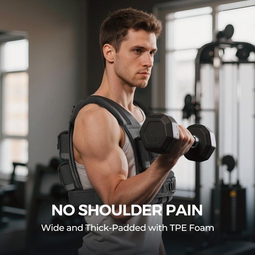 PACEARTH Adjustable Weighted Vest for Men, PACEARTH Heavy Duty Weight Vest with 16 Adjustable Iron Blocks for Hardcore Strength Training, Crossfit, and Running, 35LBS