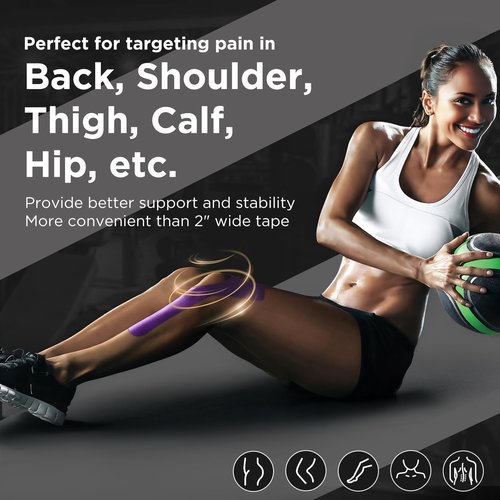 OK TAPE Extra Wide Kinesiology Tape, Precut Strips, Elastic Physical Therapy Athletic Tape for Pain Relief & Joint Support, Latex Free | Back, Shoulder, Knee (4" x 10" - 10Pcs) Beige