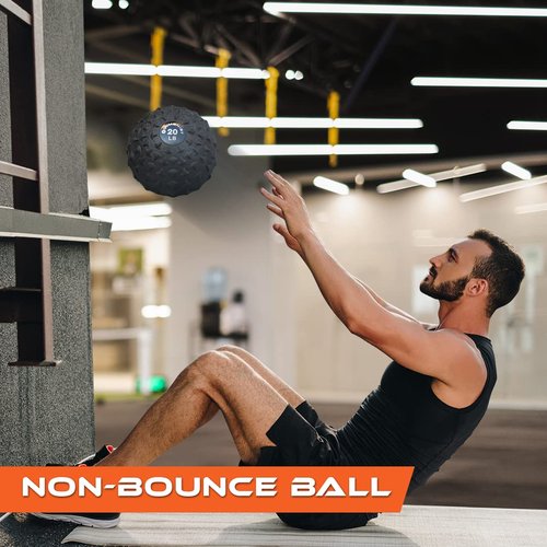 GYMENIST Weighted No Bounce Slam Ball Intensive Workout Training Gym Exercise Weight Balls Equipment (15-LB, Black Extreme)