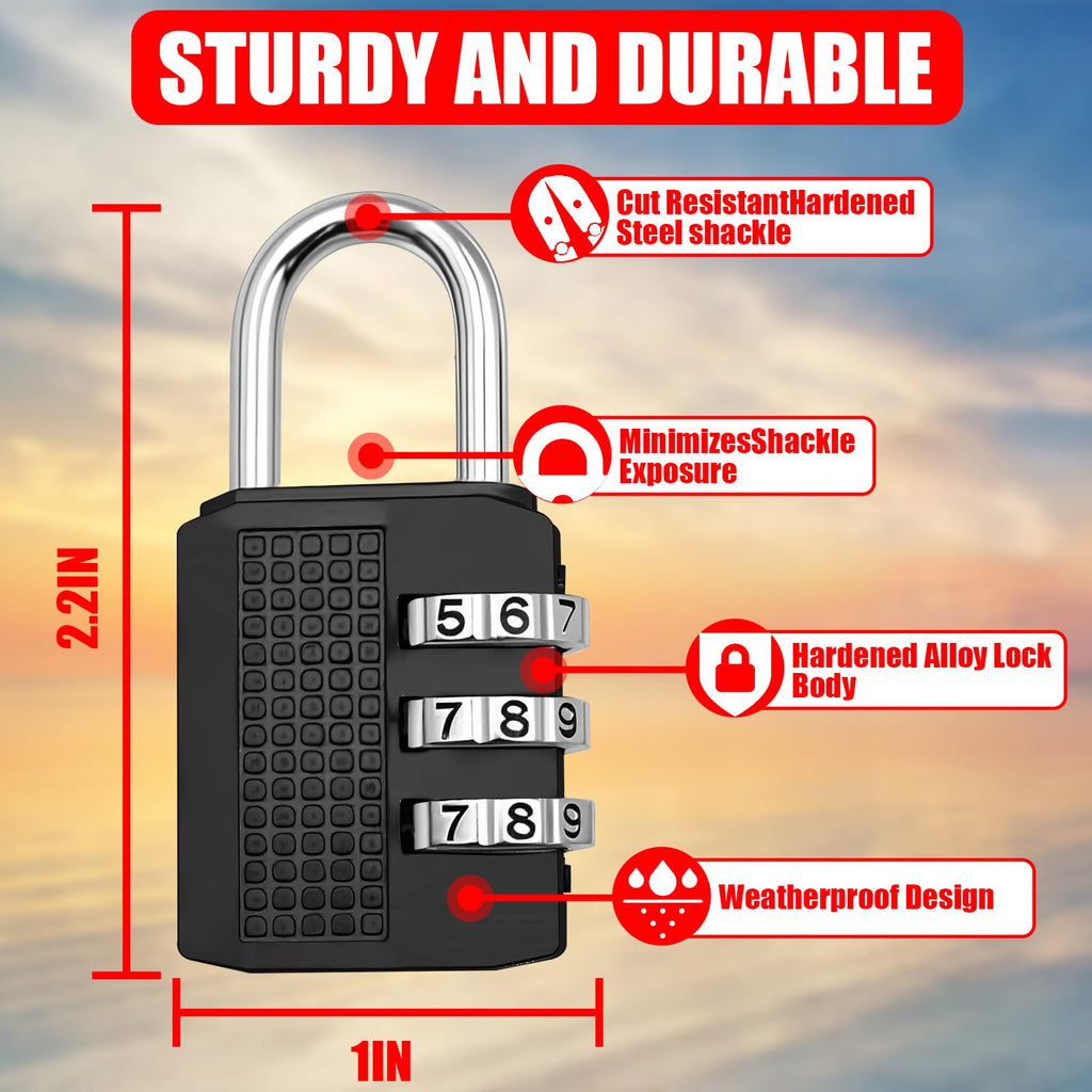 VIVBOO 4FT/6FT/10FT/15FT Cable Locks with Combination 1/8 inch Security Cable with Loops for Fence Luggage Gym Locker Cabinet