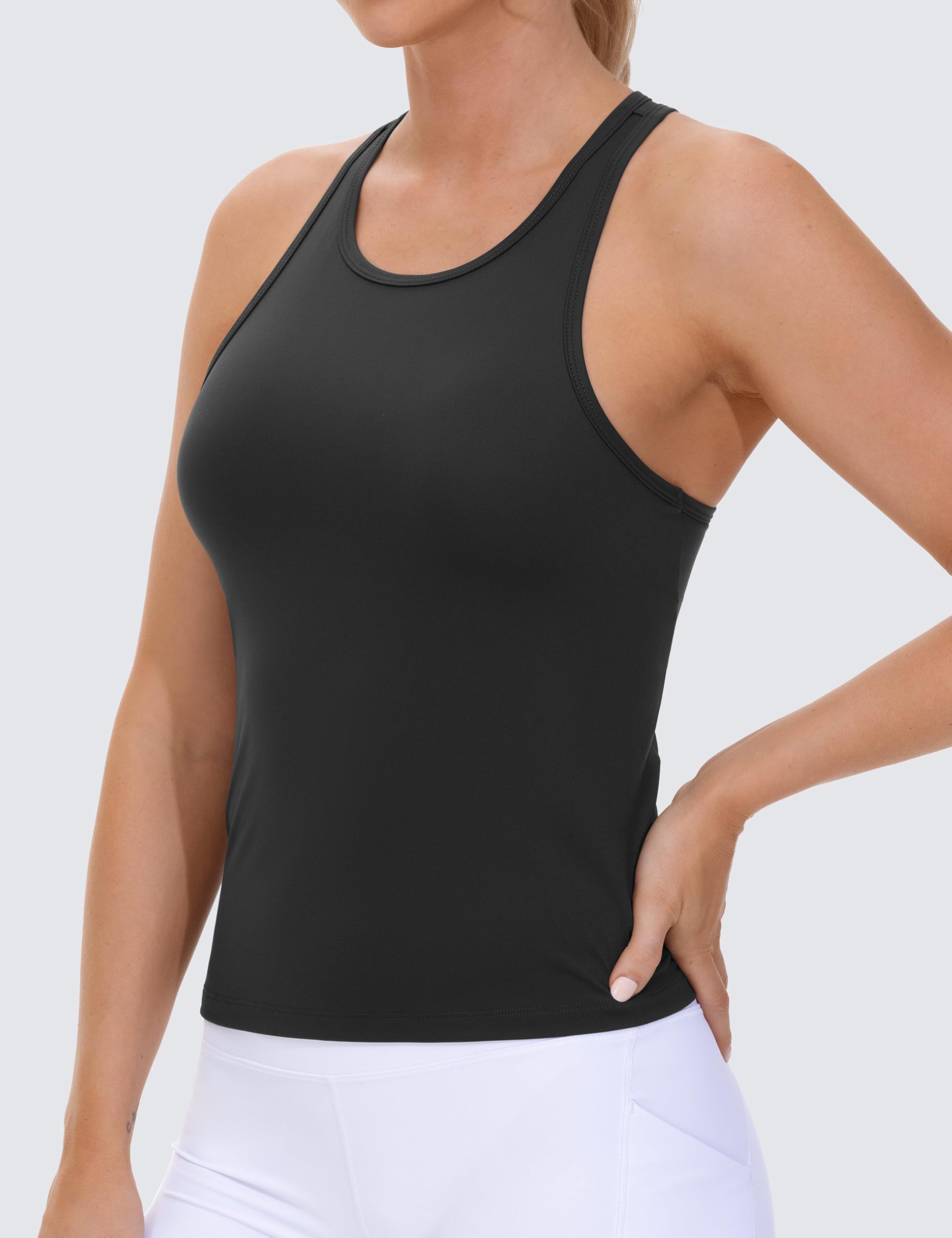 THE GYM PEOPLE Racerback Workout Tank Tops for Women Slim Fit Sleeveless Basic Athletic Running Yoga Shirts Black