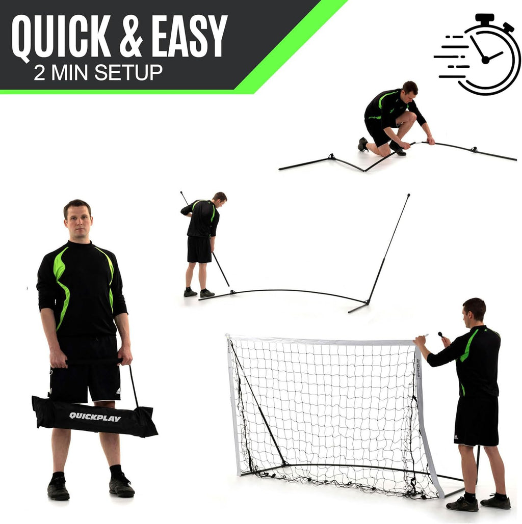 QUICKPLAY Kickster Soccer Goal - Ultra Portable Design | Quick Setup & Carry Bag | 7 Size Options Available