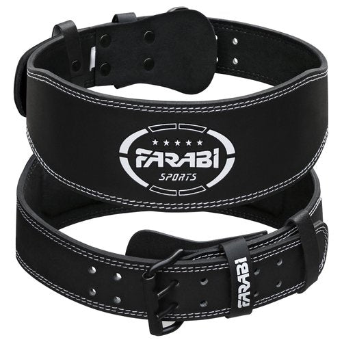 Farabi Sports Powerlifting Belt 100% Genuine Leather Weight Lifting Belt 4" wide Gym Belt Men and Women Weightlifting Belt for Gym Training Bodybuilding and Workout belt (Black, X-Large)