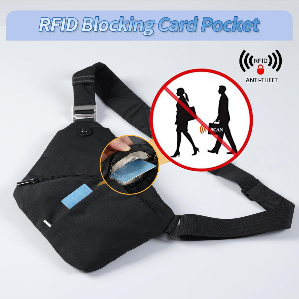 VADOO Sling Bag for Men and Women, Anti theft Crossbody Bag Lightweight Shoulder Chest Bag for Travel Gym Running