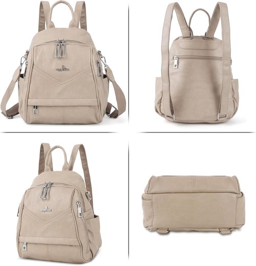 Angel Kiss Small Backpack Purse - Soft Vegan Leather Women's Designer Handbag | Roomy Apricot Color