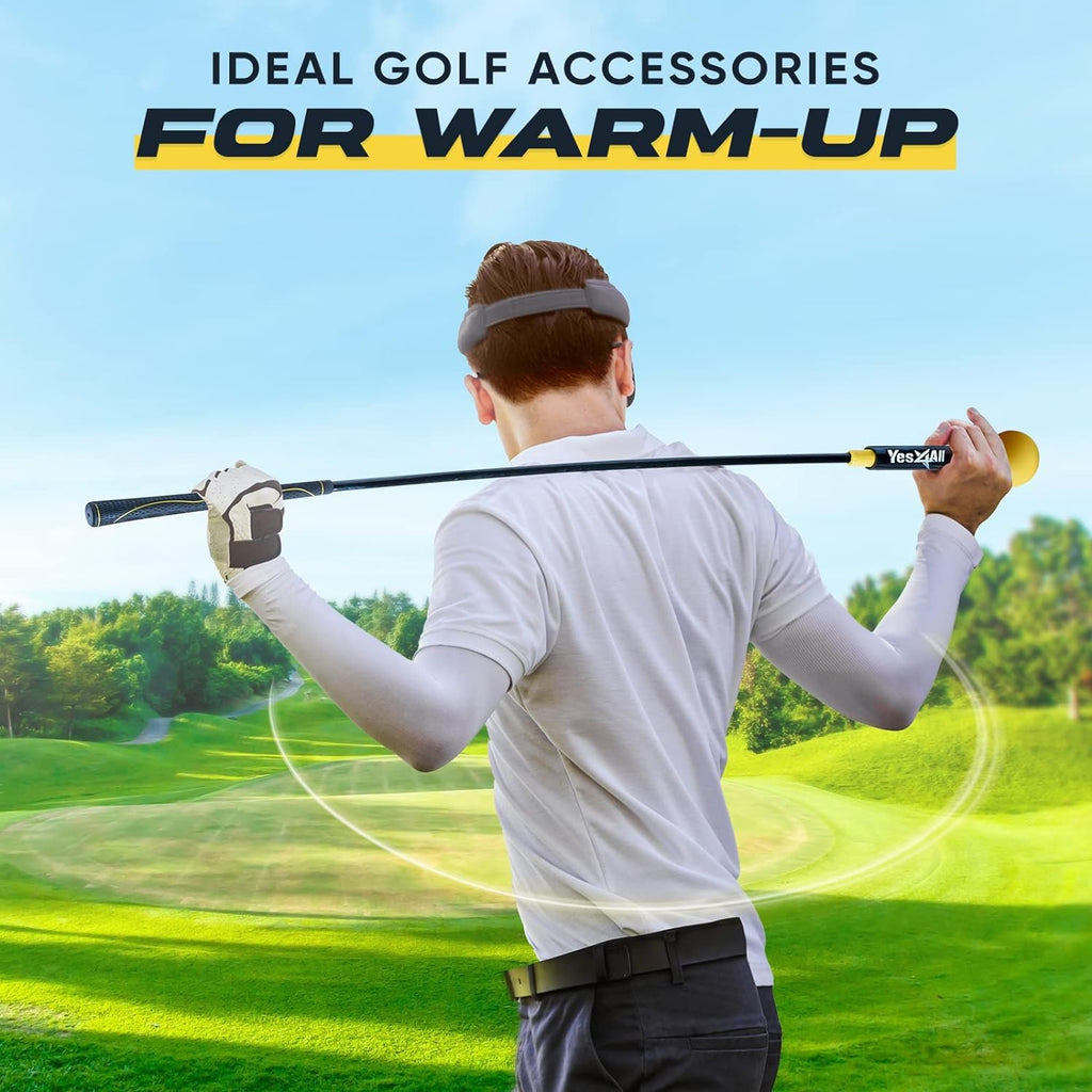 Yes4All 48 Inches Golf Swing Trainer, Golf Warm-Up Alignment Stick for Tempo, Rhythm, Balance, and Strength Training for Chipping - Yellow