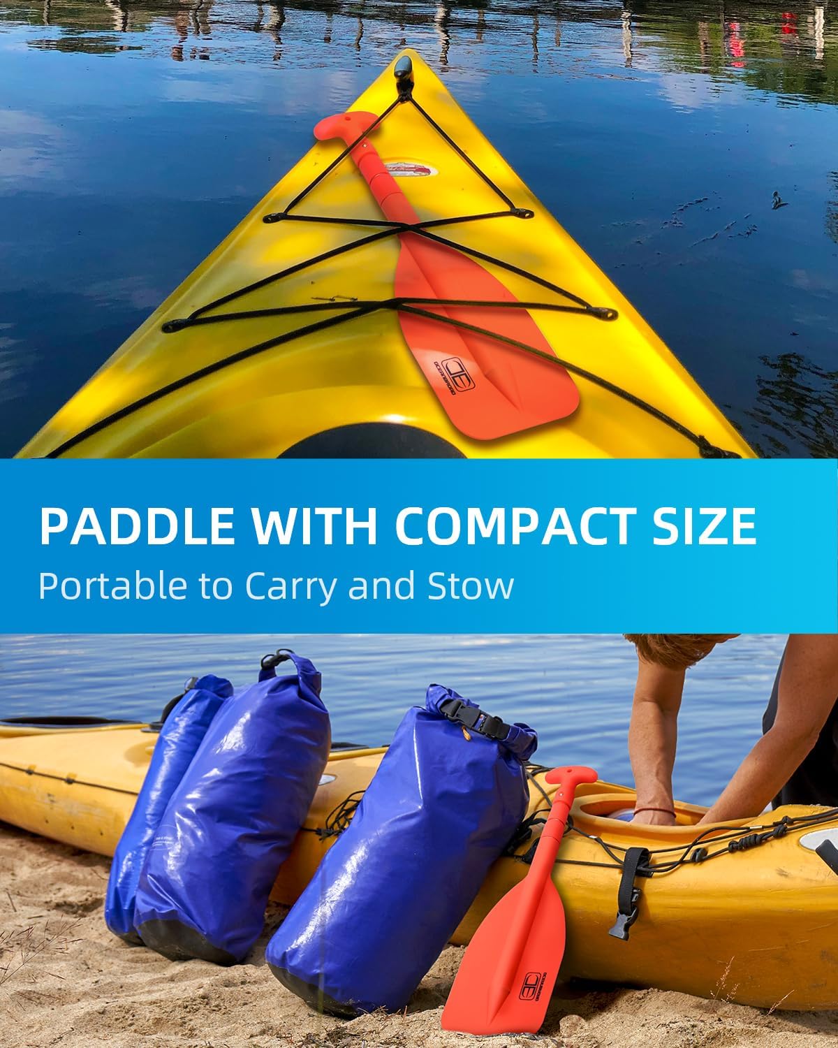 OCEANBROAD Telescoping Emergency Paddle - 42'' Collapsible Aluminium Shaft for Kayaking & Boating | Orange