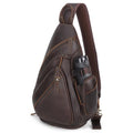 TIDING Full Grain Leather Sling Chest Bag for Men Large Crossbody Shoulder Bag Casual Hiking Daypack Fits 11" Tablet