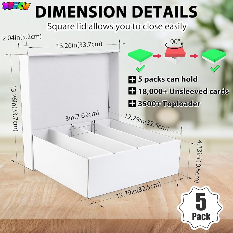 4-Row 3600+ Card Storage Box, Toploaders – 10-Pack, White (Variation: Bright White+10-Pack)