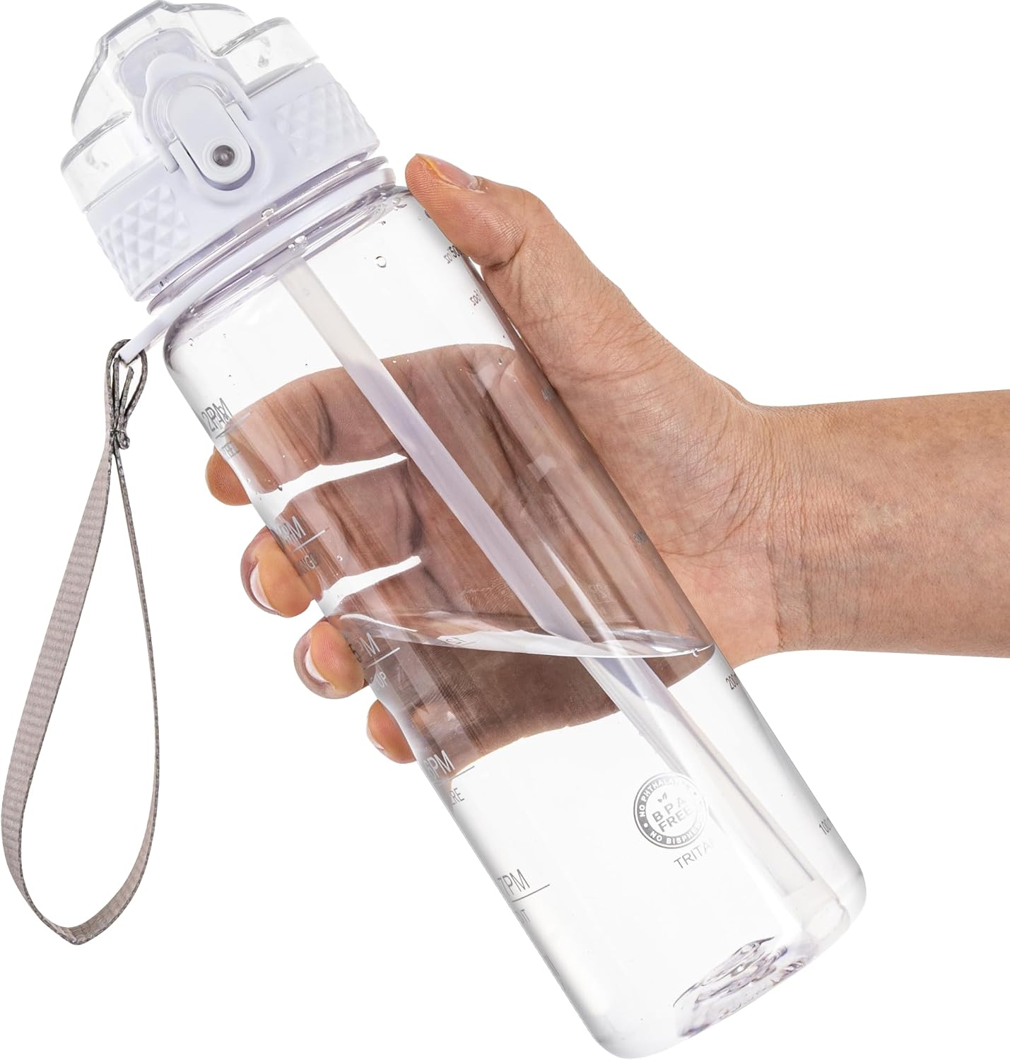 OLDLEY 17oz Kids Water Bottle - Motivational Design with Silicone Straw, Leak-Proof & BPA-Free, Clear
