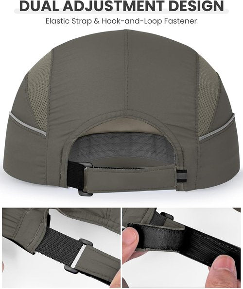 GXCROR Quick-Dry Running Hat - UPF 50+ Breathable Mesh, Reflective Sports Cap for Outdoor Activities