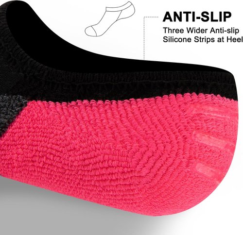 Eallco No Show Socks - Women's Athletic Cushioned Low Cut Non-Slip Running Ankle Socks | 6 Pairs