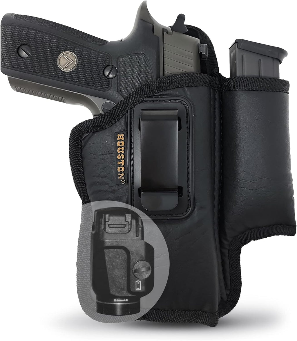 Skiennix IWB Pistol Holster - Eco Leather with Mag Pouch for Glock 17/19/21 & XDM (Right-Handed)