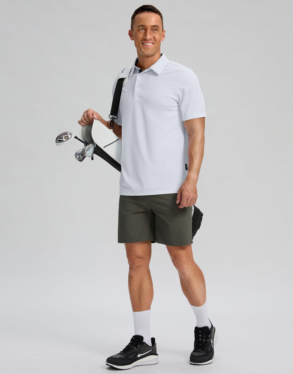 Men's Golf Shirts Dry Fit Moisture Wicking Performance Short Sleeve Collared Polo Shirts for Casual Tennis Bussiness (White, XL)