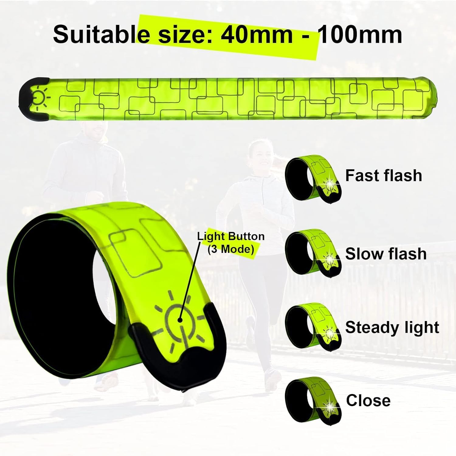 Skiennix LED Safety Wristband Lights - Rechargeable Glow Arm & Ankle Bands | High Visibility for Night Running