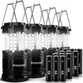 Skiennix LED Camping Lantern - Portable Emergency Light for Hurricane Survival | 4 Pack Black