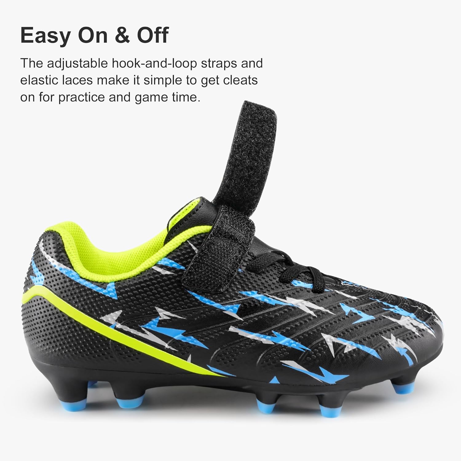 Stelle Soccer Cleats for Kids - Firm Ground Athletic Shoes with Lightning Pattern | Toddler to Big Kid Sizes