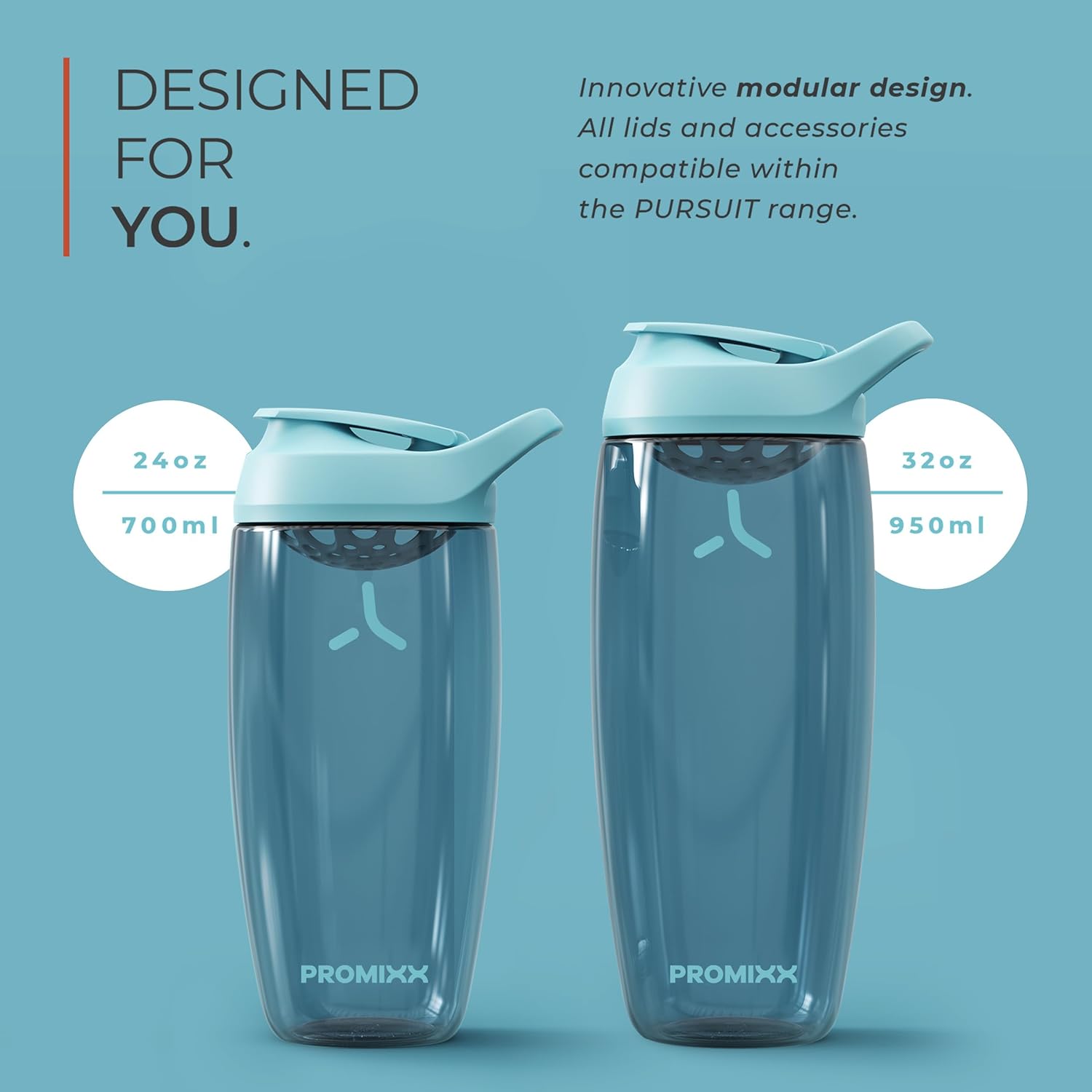 Promixx Pursuit Protein Shaker Bottle - 24 oz Silent No-Ball Mixer | Leak-Proof, BPA-Free, Easy-Clean Design