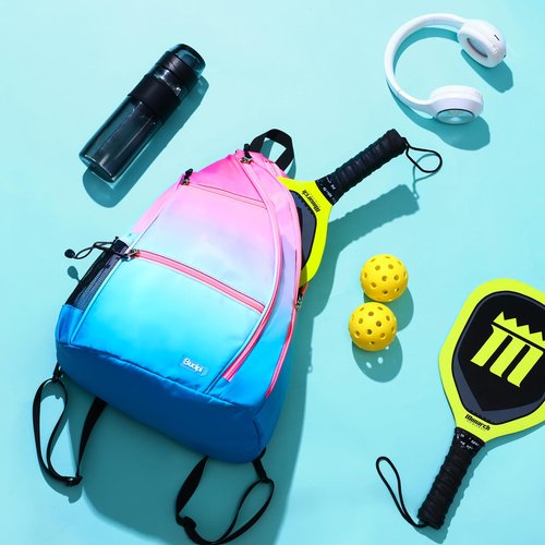 Sucipi Reversible Pickleball Paddle Bag - Men & Women's Pickleball Backpack with Racket Bags (Dark Blue & Pink)