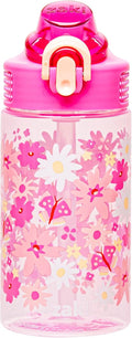 Zak Designs Sage Water Bottle - 16oz Durable Plastic with Straw, Handle & Leak-Proof Cover | Flower Power