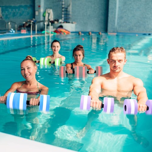 Shappy Water Weight Aquatic Exercise Dumbbells for Pool Macaron Color Aerobics Equipment EVA Foam Dumbbells Aquatic Exercise Equipment Hand Bar(Blue/purple/green/gray,8 Pcs)