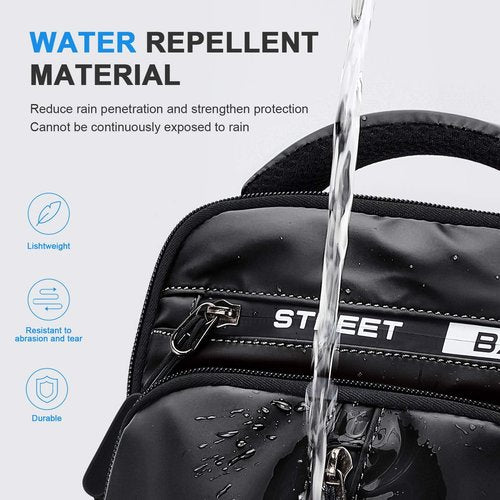 Large Black Sling Bag for Men Women, Mini Anti Theft One Strap Motorcycle Sling Backpack, Small Sling Chest Bag Daypack Crossbody Backpack with Usb Port for Casual Travel Hiking Gym Outdoor Sports
