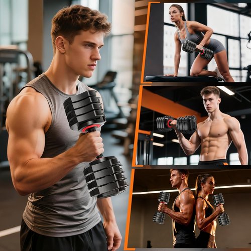 LEEKEY Adjustable Dumbbells 1PCS, Dumbbells with Anti-Slip Handle for Exercise & Fitness Fast Adjust Weight, Innovative Workout Equipment, Dumbbell Set Adjustable Weight