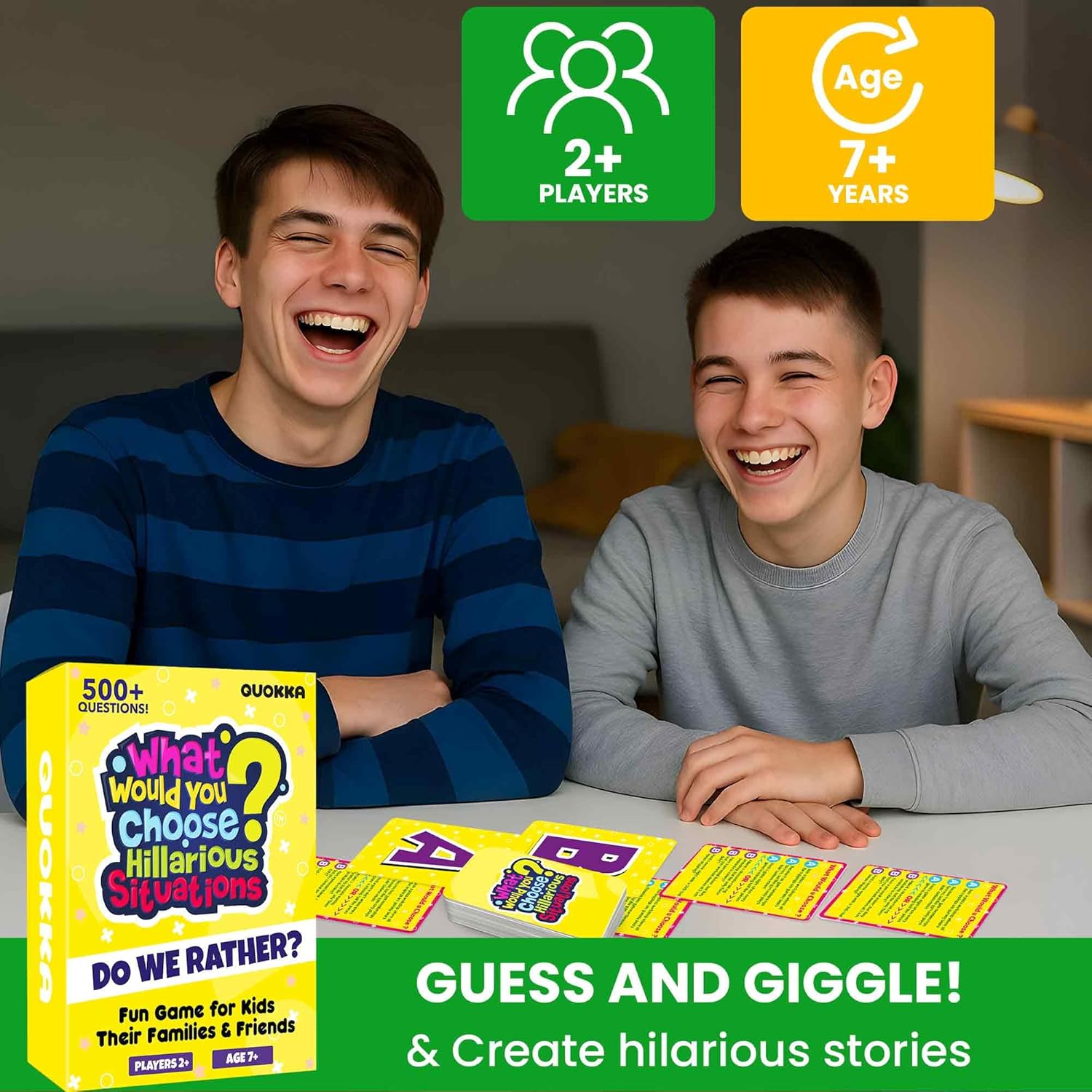 QUOKKA Card Game - 500+ Hilarious Scenarios for Family Fun | Perfect for Teens, Kids & Adults, Ages 7+