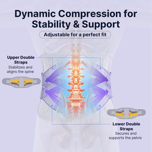 Fit Geno Back Brace for Lower Back Pain Women: Adjustable Lumbar Support Brace for Pain Relief - Breathable Waist Belt for Comfort - L