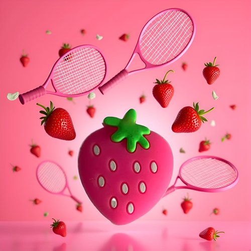 Tnyvm Pink Strawberry Tennis Racket Vibration Dampener Soft Silicon Racket Dampener Cartoon Shape Tennis Racquet Shock Absorbers Tennis Racket for Racquetball, Tennis Vibration Dampeners