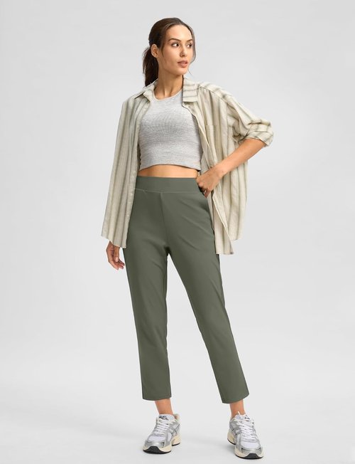 G Gradual Women's Ankle Golf Pants - Stretchy 7/8 Travel Pants with 3 Pockets & Inner Drawstring