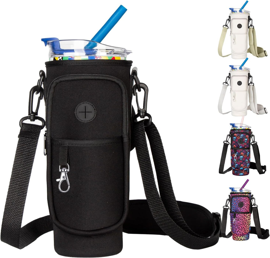 Regine Switzerland Water Bottle Carrier Bag - Neoprene Holder for Stanley Cup 40oz | Adjustable Strap