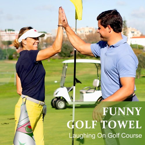 Swooflia Golf Towel with Clip for Golf Club Bags for Men Women Golfers Accessories, Elegant Unique Good Life Microfiber Large Golfing Rag with 4 PCS Golf Tees