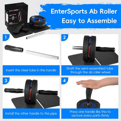 EnterSports Ab Roller Wheel - Premium Abdominal Exercise Equipment with 2 Knee Pads for Core Strength Training
