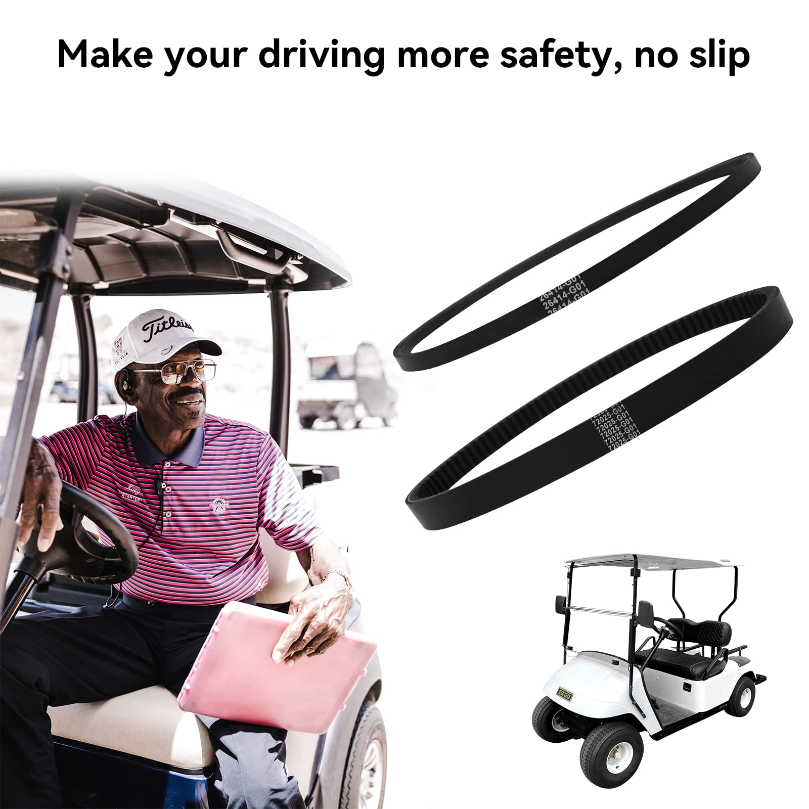 XUANYUDG0769 EZGO TXT Gas Drive Belt Starter Generator Belts for Golf Cart EZGO 4 Cycle Gas TXT Cushman Express Marathon Medalist ST Vehicles Terrain 1994-2013, Replacement OEM # 72054G01, 26414G01