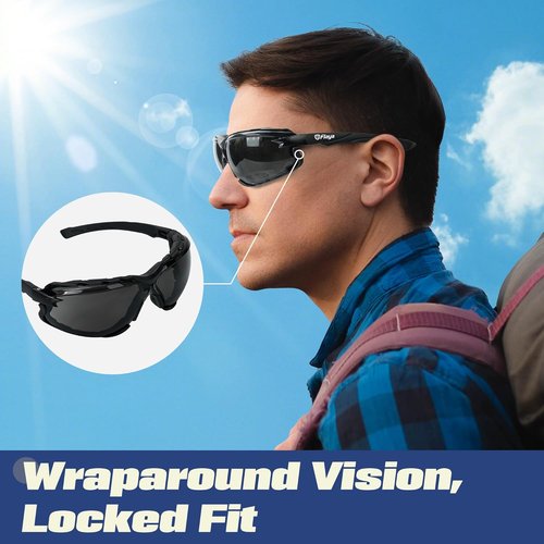 Flaya Adjustable Safety Glasses - Anti-Fog ANSI Z87.1 UV400 Protection Goggles with Foam Seal & Strap