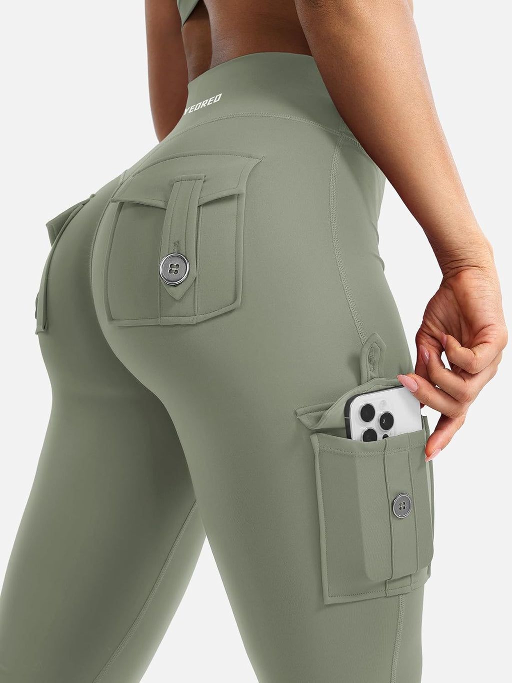 YEOREO CoreFlex Women's High-Waisted Flare Leggings - Hidden Pockets & No Front Seam | Cargo Gym Yoga
