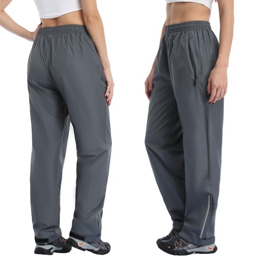 Ourcan Over Pants Rain Pants Women Waterproof Pants Lightweight Breathable Hiking Cycling Outdoor with Pocket Gray
