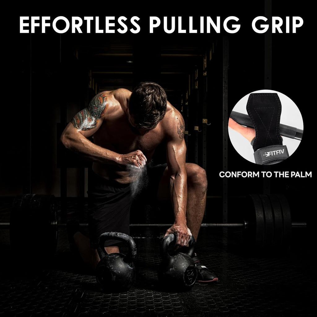 Skiennix Weight Lifting Wrist Straps - Double Leather Neoprene Padded Wraps for Men & Women (Pair)