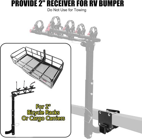 KAIRAY Camper RV Bumper Hitch Adapter - Fits 4-Inch Beam, 2-Inch Receiver, 3500 lbs Capacity